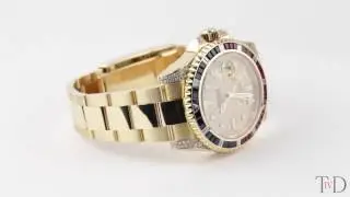 Rolex GMT-Master II Yellow Gold Pepsi Bezel Diamond Set Custom Watch 116718LN (T4D) watch review