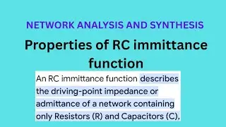 Properties of RC immittance function