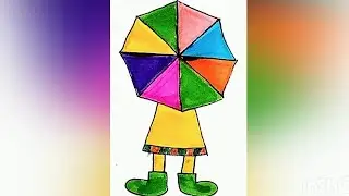 kid under umbrella fantastic drawing | ছাতার নিচে বালিকা