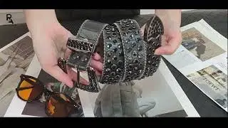 black Strap Rhinestone Belt