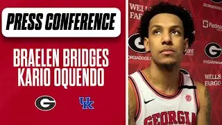 Georgia Basketball's Braelen Bridges, Kario Oquendo celebrate 75-68 victory over Kentucky Wildcats