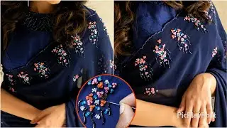 Plain saree/kurti അടിപൊളി ആയി design ചെയ്യാം|Hand embroidery design|passion in fashion