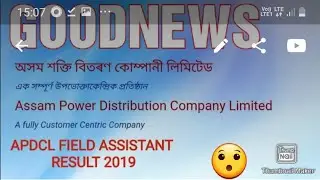 APDCL FIELD ASSISTANT RESULT 2019