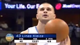 Linas Kleiza Career High 41 pts vs Jazz (2008)
