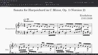 Sonata for Harpsichord in C Minor, Op. 1 (Version 2)
