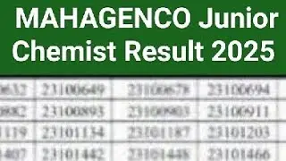 MAHAGENCO Junior Chemist Result 2025 Cut Off Marks, Merit List Pdf Download /MAHAGENCO Result 