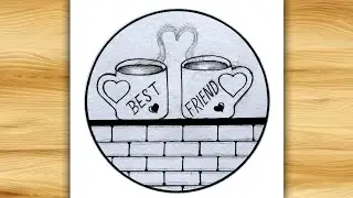 Friendship drawing easy | Best friend in cup drawing | Bff drawing | pencil drawing easy 