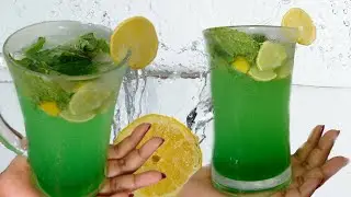Green Curacao Lemonade with home made syrup || Green lagoon mocktail || Curacao refreshing drink.