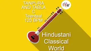 Tabla and Tanpura Scale C | Teen Taal 120 BPM madhya laya scale C