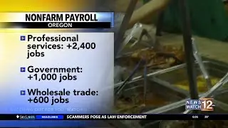 Nonfarm payroll increases in Oregon
