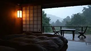 Cozy Rain and Beautiful Piano Music in Wood Bedroom | Good Bye Insomnia, Anxiety and Stress