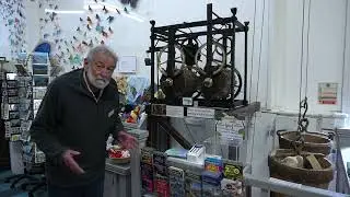 Stephen Palmer demonstrates the Coombe Martin turret clock at Ilfracombe Museum
