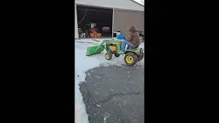 Moving Snow with Little Buck Loader & JD 317