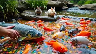 The Incredible Catch Colorful Aquarium Fish In Small Pond, Platinum Guppy, Glass Fish, Neon Fish