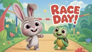 Bunny and Turtle Race Song 🐰🐢 | Slow and Steady Wins the Race | Kids Cartoon Rhyme
