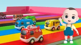Animation of early education: toy cars fly over the rainbow lane to know vehicles