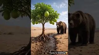 A big bear save the guava plant from drying up by watering it 😭 #ai # save # tree #watering  #shorts