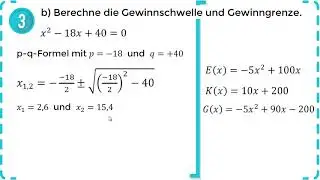 Kosten- und Gewinnfunktion im Angebotsmonopol - mit quadratischen Funktionen - &Uuml;bung 1