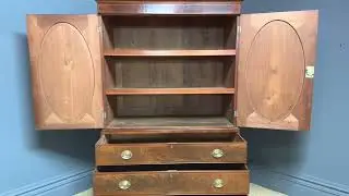 Antique English Georgian Regency Flame Mahogany Linen Press Cupboard (Circa 1830) SKU 71303