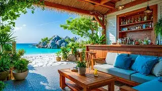 Seaside Chill Jazz | Relaxing Jazz In Wooden Bar By The Beach With Breeze & Nature Sounds