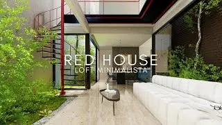 LOFT ESTREITO MINIMALISTA COM 3 QUARTOS DE 5,5X16 METROS - RED HOUSE