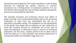 Influence of Reaction Temperature on Bioethanol Production by Saccharomyces Cerevisiae Using Cassava