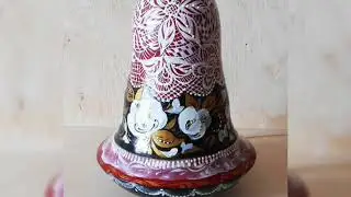 Russian doll matryoshka Roly poly musical toy wooden with bell in russian folk art style