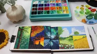 Easy For Beginners / HIMI Gouache painting/ Rainy to Summer All 5 season paintings / Step by Step