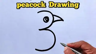 How to Turn Number 3 into a Beautiful Peacock Drawing | Easy Art for Beginners
