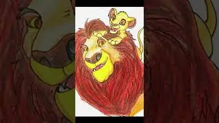 How to Draw a Cartoon of Mufasa & Simba in The Lion King