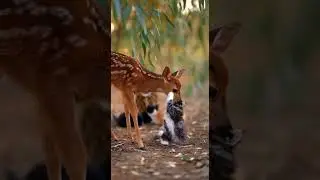 A Curious Fawn Approaches&hellip; and the Cats&rsquo; Playful Reaction #wildlife #animals #cute
