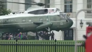 Marine One landing on June 14th after trip to Philly -- RAW VIDEO