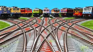 9 train back to back raning train simulator game video/train crossing video#trainvideo #train 