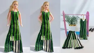 A-line plazo and long kurti cutting and stitching for doll/Barbie Doll Long kurti and plazo making