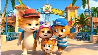 The Mittens kitten family goes on a picnic at the water park: Exploration! 💦🌊🐾😺✨