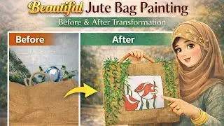 DIY Handmade Asthetic Painting #yt #trending #diy Old Jute Bag Makeover