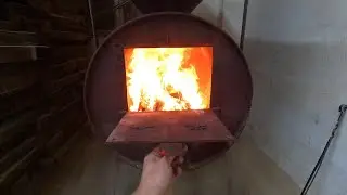 ТУРБО-ПІЧКА з 2-х 200-літрових бочок + вбудований мангал, смажимо шашлик не виходячи з майстерні)