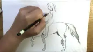 How to draw a horse and rider bareback