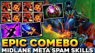 Fire Remnant + Searing Chains Epic COMEBO [ Ember Spirit ] Midlane Meta Spam Skills - Dota 2