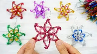 ❄️ Easy Pipe Cleaner Glitter Christmas Ornaments | Pipe Cleaner Christmas Ornaments