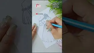 Girl frock drawing | Pencil sketch | #shorts #art #drawing #ideas #girl #frock #pencil #sketch