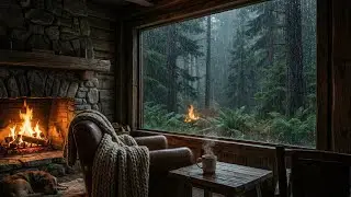 Heavy Rain & Crackling Fire: Sleeping with My Dog in a Cabin 💤