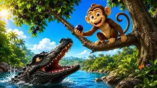 The Monkey and The Crocodile | Panchatantra Moral Story for Kids