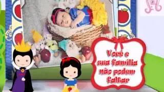 Modelo de convite digital branca de neve cute