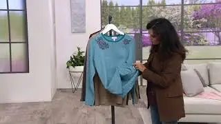 Studio by Denim & Co. Jacquard Round- Neck Sweater with Embroidery on QVC