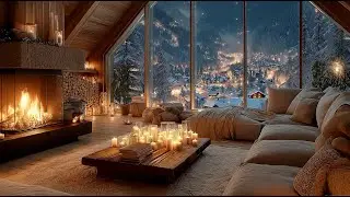 🔥 Cozy Winter Fireplace 24/7 | 🏔️ Luxury A-Frame Cabin | Relaxing Crackling Fire Ambience