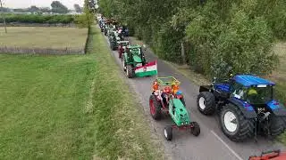 IN FRONT OF DJI MII 4 PRO DRONE: Tractor parade  on 17th of August 2024