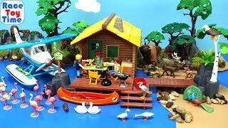 Playmobil cabin on the lake Playset plus animals toys