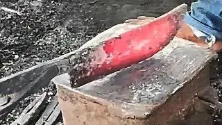 Indian Meat Cutting Knife Making Process Village Style | Butcher Cleaver | Goat Meat Cutting Knife