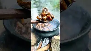 Village Style Pork Curry by the River 🔥🥘 | Outdoor Fire Cooking #Shorts